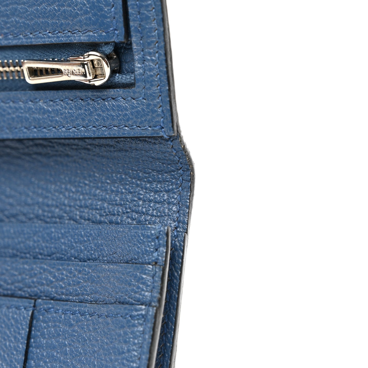 Chevre Mysore Bearn Gusset Wallet Bleu Agate