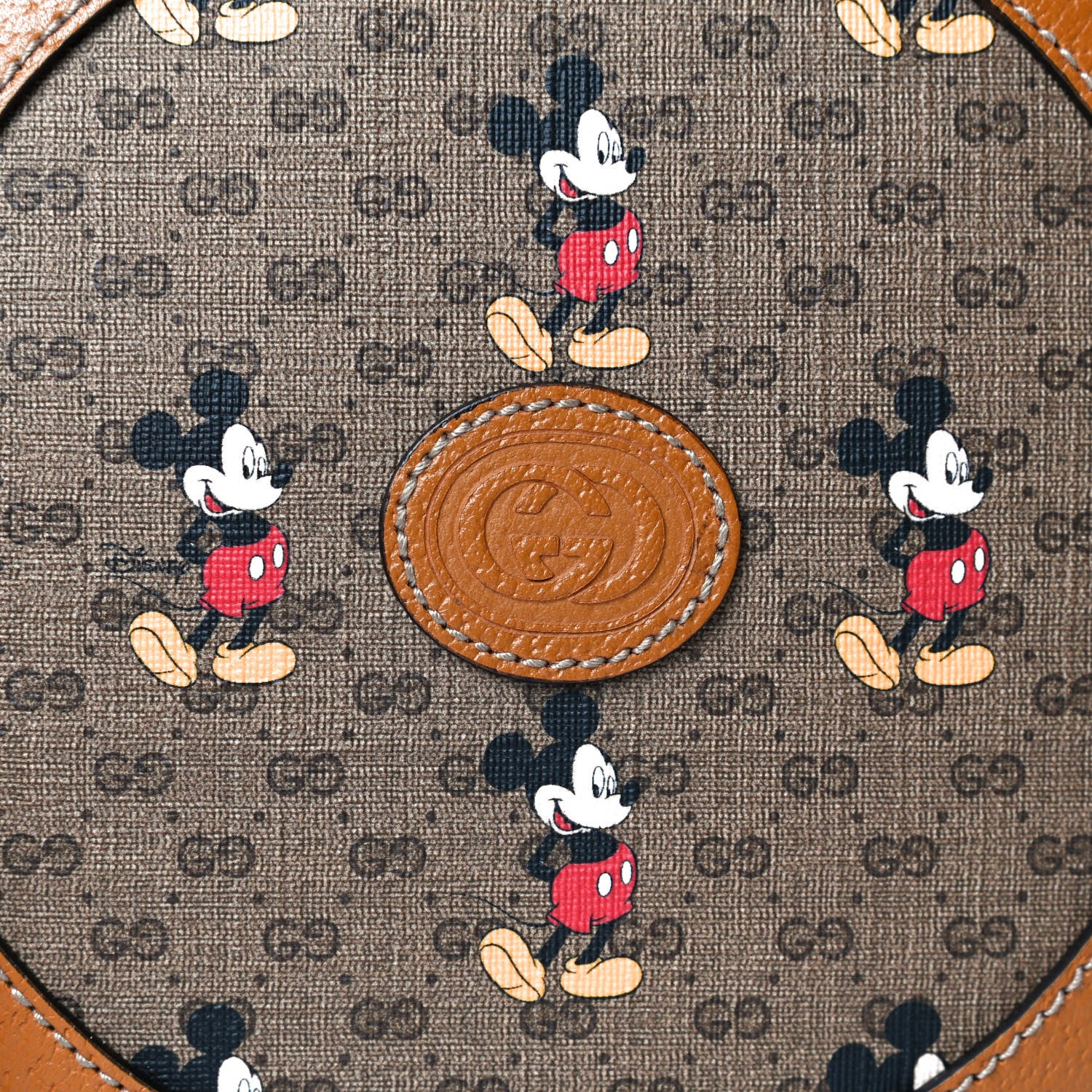 Gucci X DISNEY Mini Vintage GG Supreme Monogram Mickey Mouse Round Shoulder Bag Beige Vintage Sun Oil 8 of 11