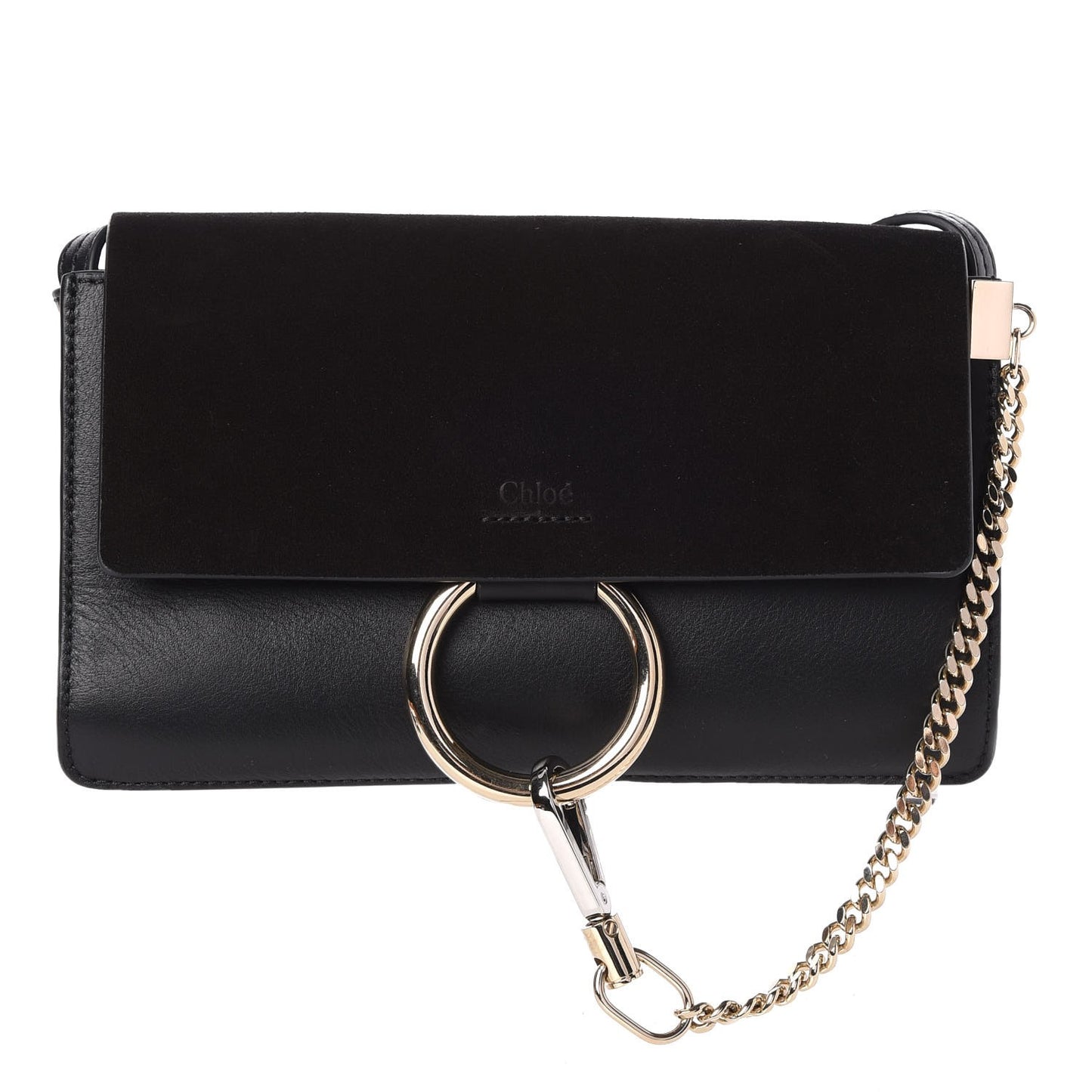 Suede Calfskin Small Faye Shoulder Bag Black