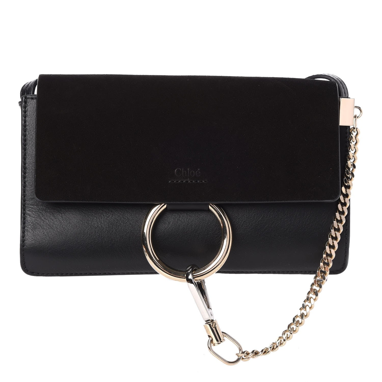 Chloe Suede Calfskin Small Faye Shoulder Bag Black 1 of 7