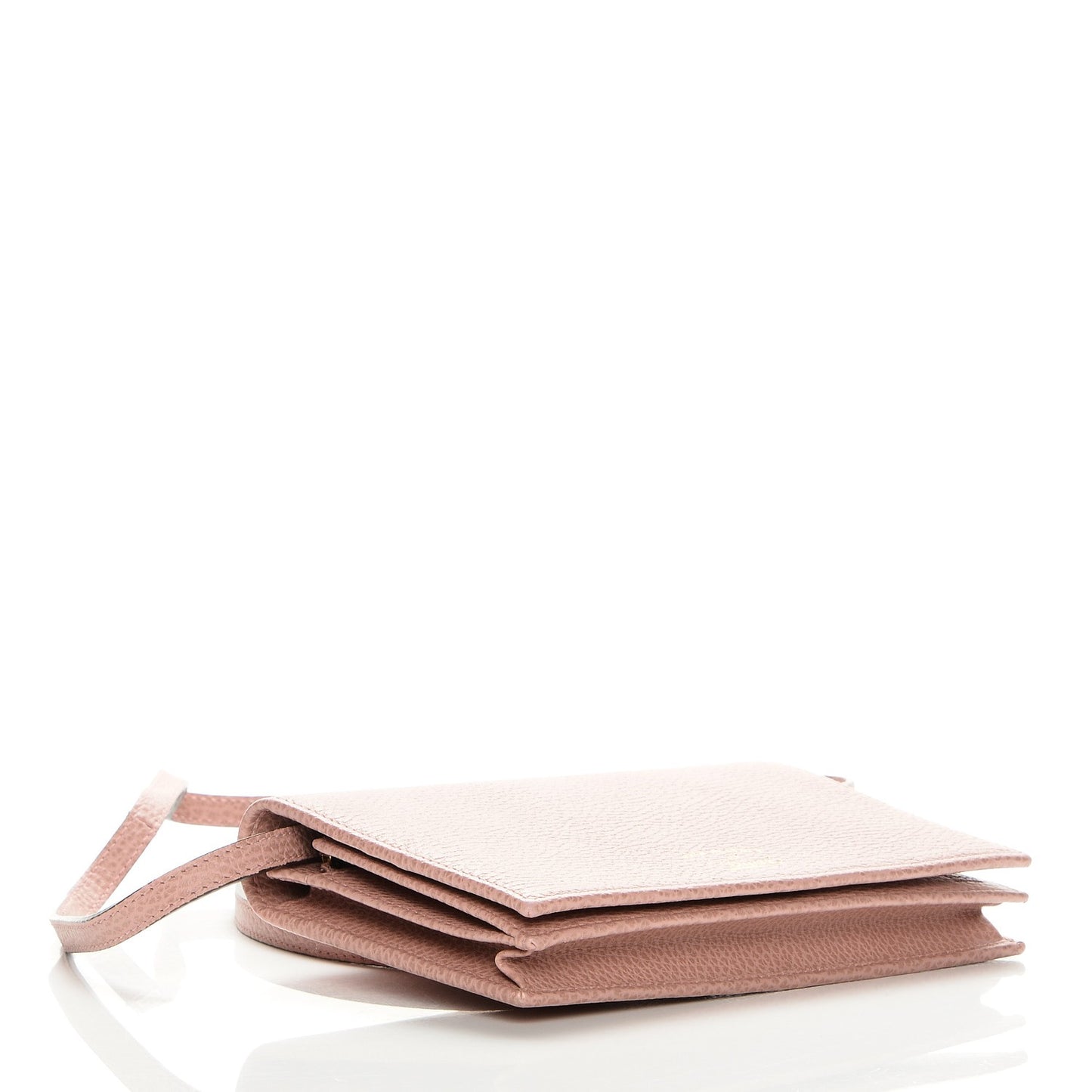 Dollar Calfskin Mini Swing Wallet Bag Soft Pink