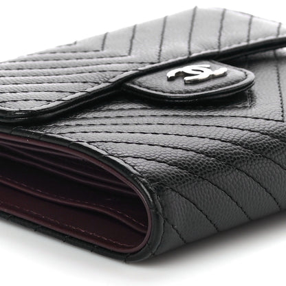 Chanel Caviar Chevron Quilted Compact Flap Wallet Black 10 of 12
