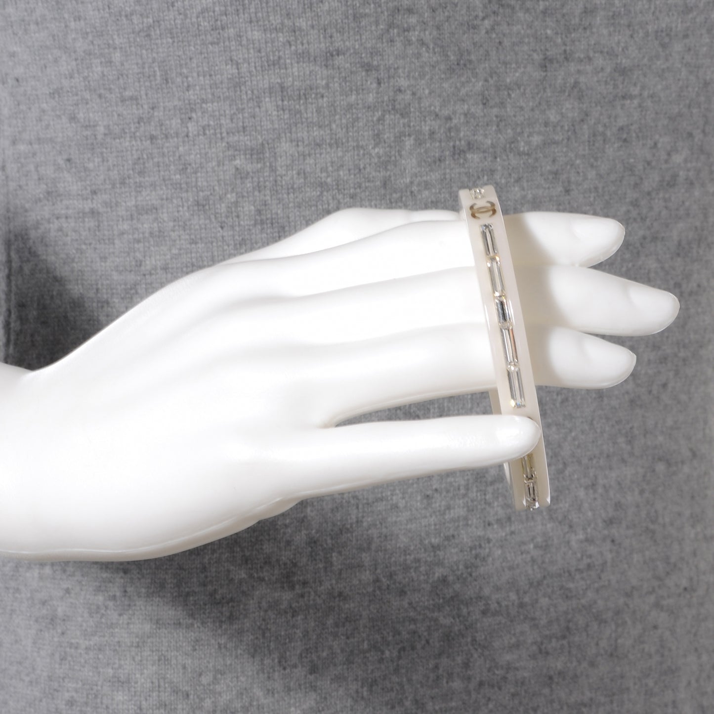 Resin Crystal Baguette CC Bangle White