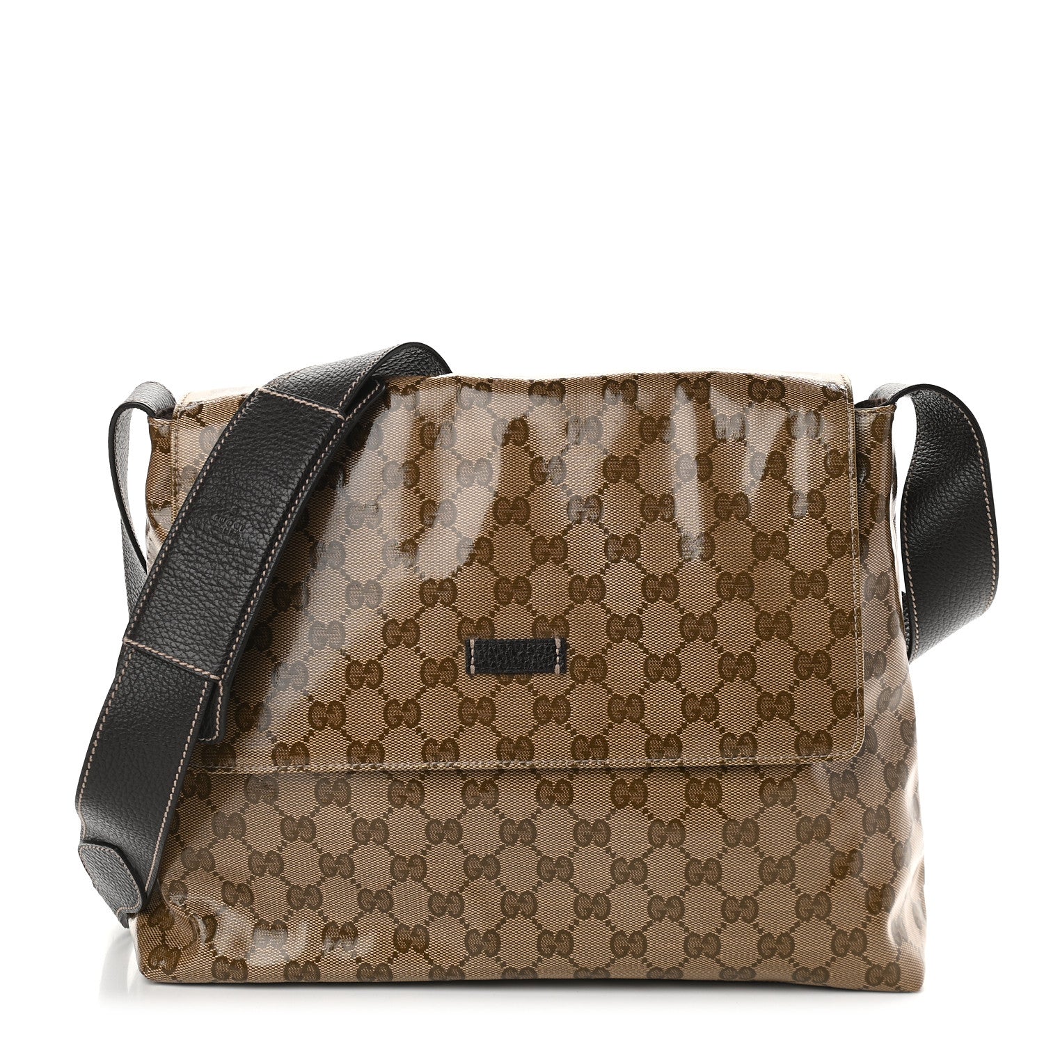 Gucci Crystal Monogram Flap Messenger Bag Beige Ebony 1 of 9