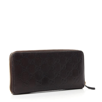 Gucci Guccissima Margaux Calfskin Metal Bar Zip Around Wallet Chocolate 3 of 11
