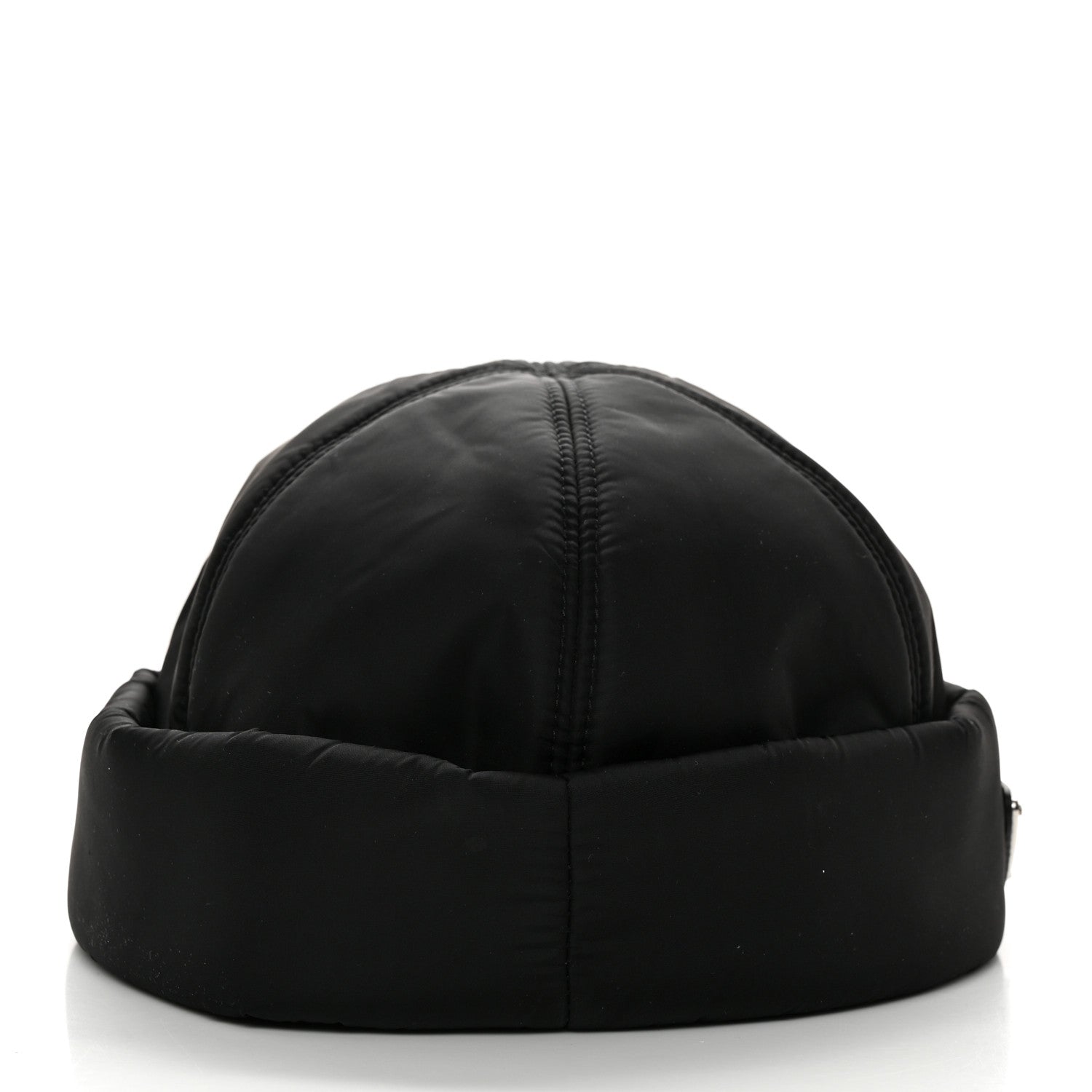 Prada Re-Nylon Padded Metal Triangle Logo Mens Beanie L Black 6 of 9