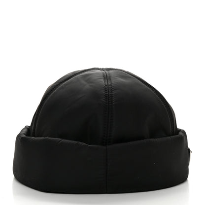 Prada Re-Nylon Padded Metal Triangle Logo Mens Beanie L Black 6 of 9