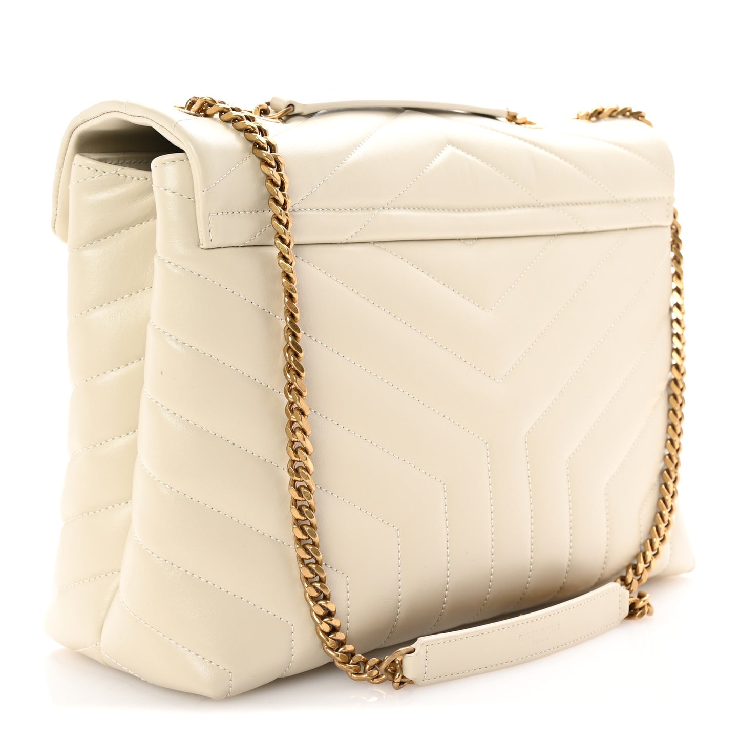 Calfskin Y Quilted Monogram Medium Loulou Chain Satchel Crema Soft