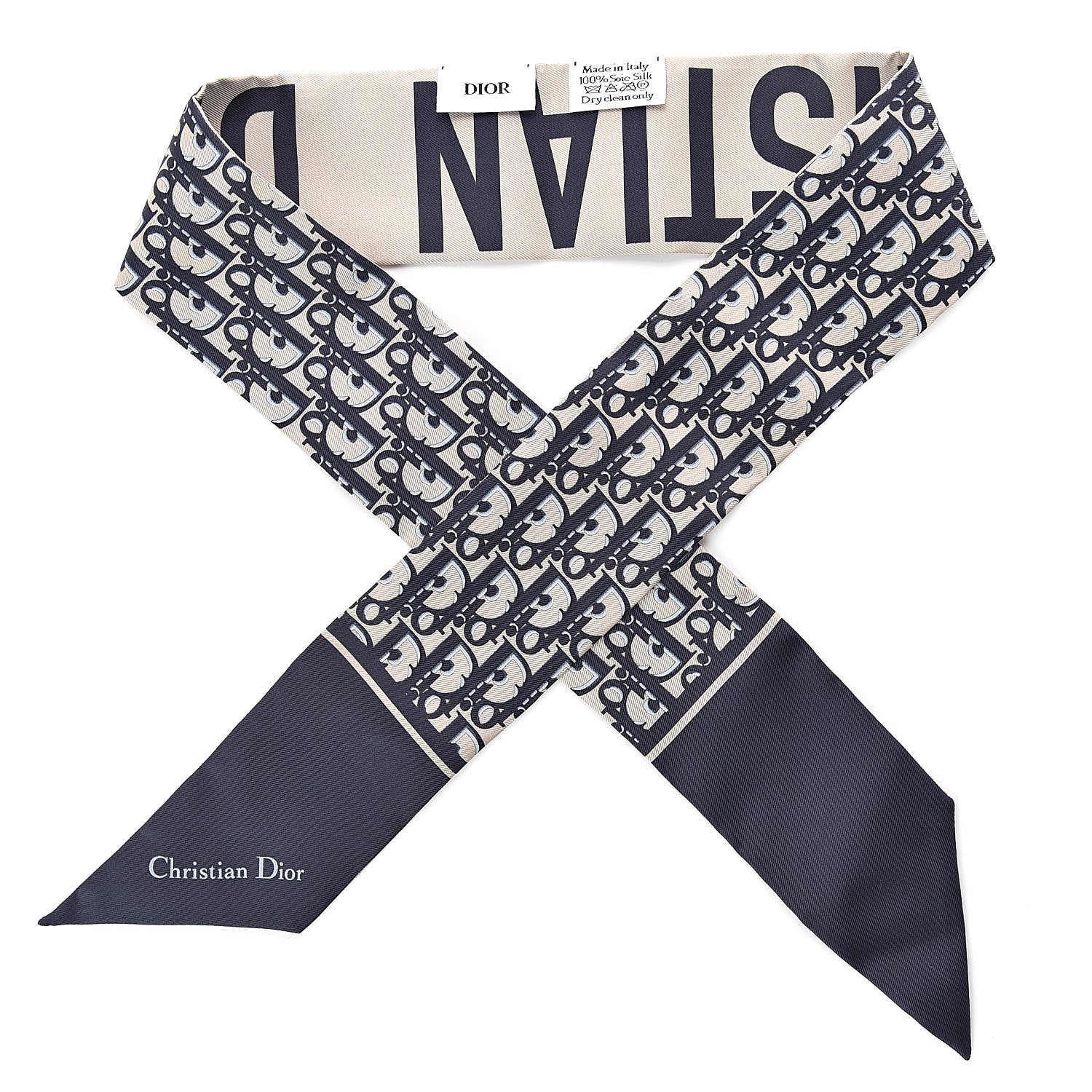 Christian Dior Silk Oblique Mitzah Scarf Blue 1 of 2