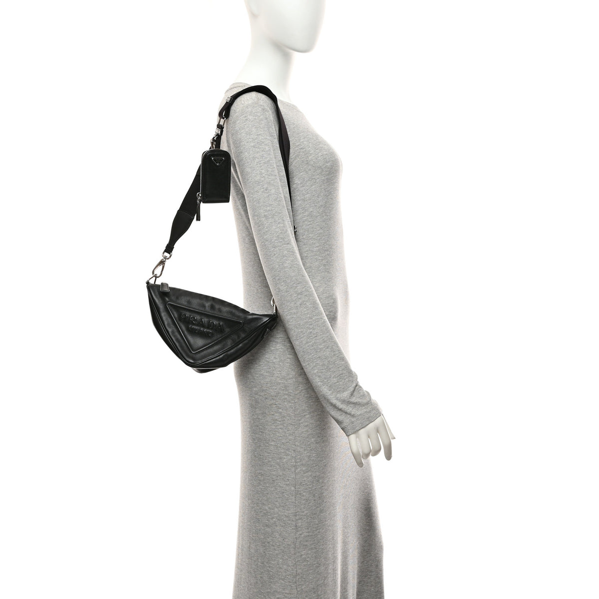 Prada Grace Lux Triangle Shoulder Bag Black 2 of 10