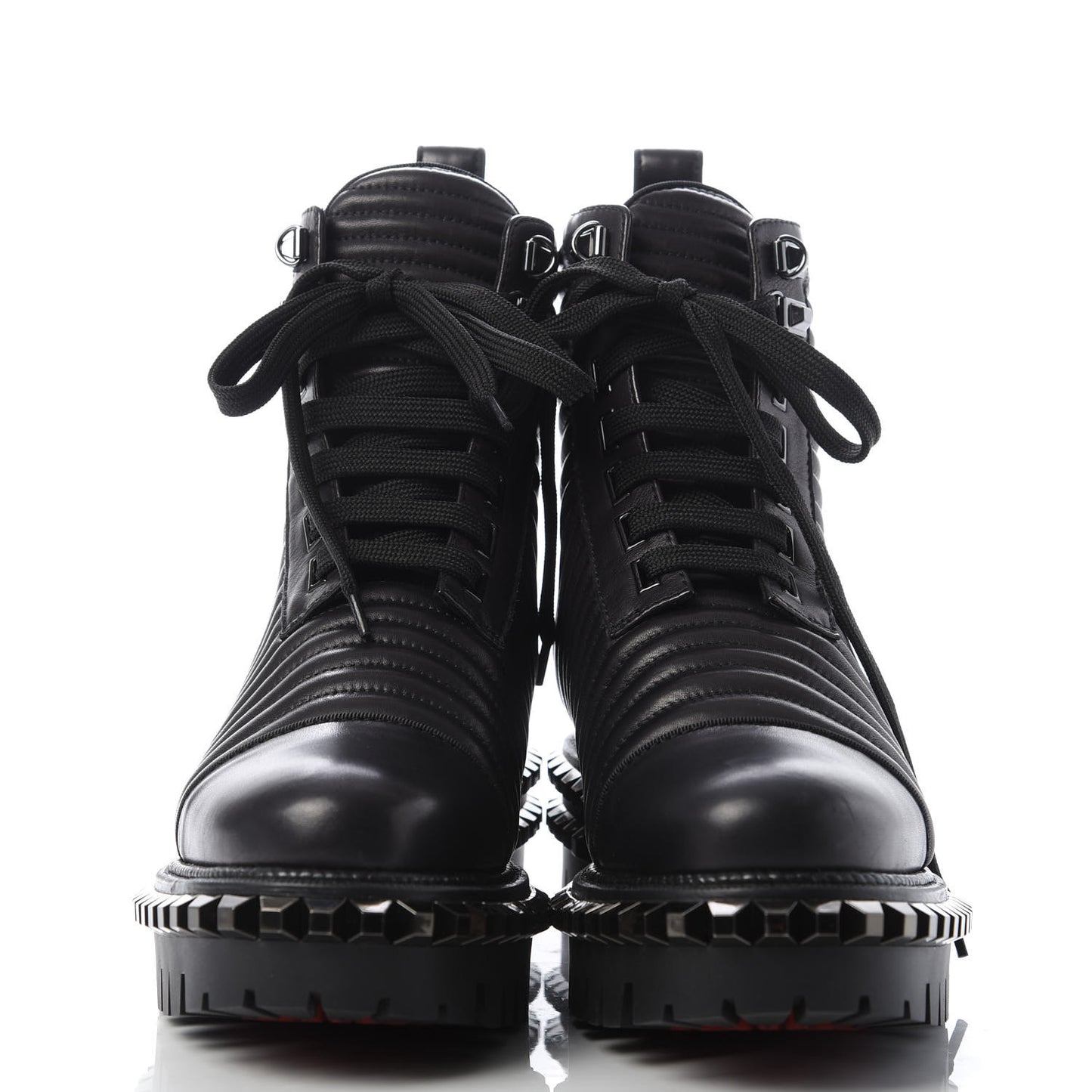 Calfskin Quilted Yetota Combat Boots 37 Black