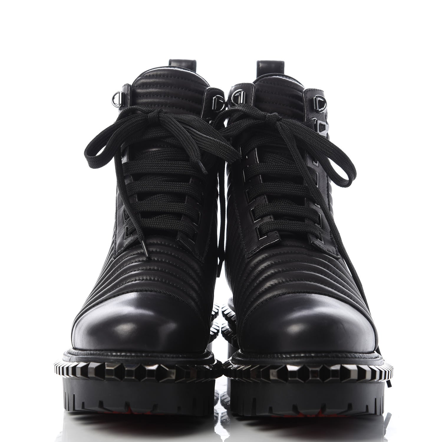 Christian Louboutin Calfskin Quilted Yetota Combat Boots 37 Black 2 of 8