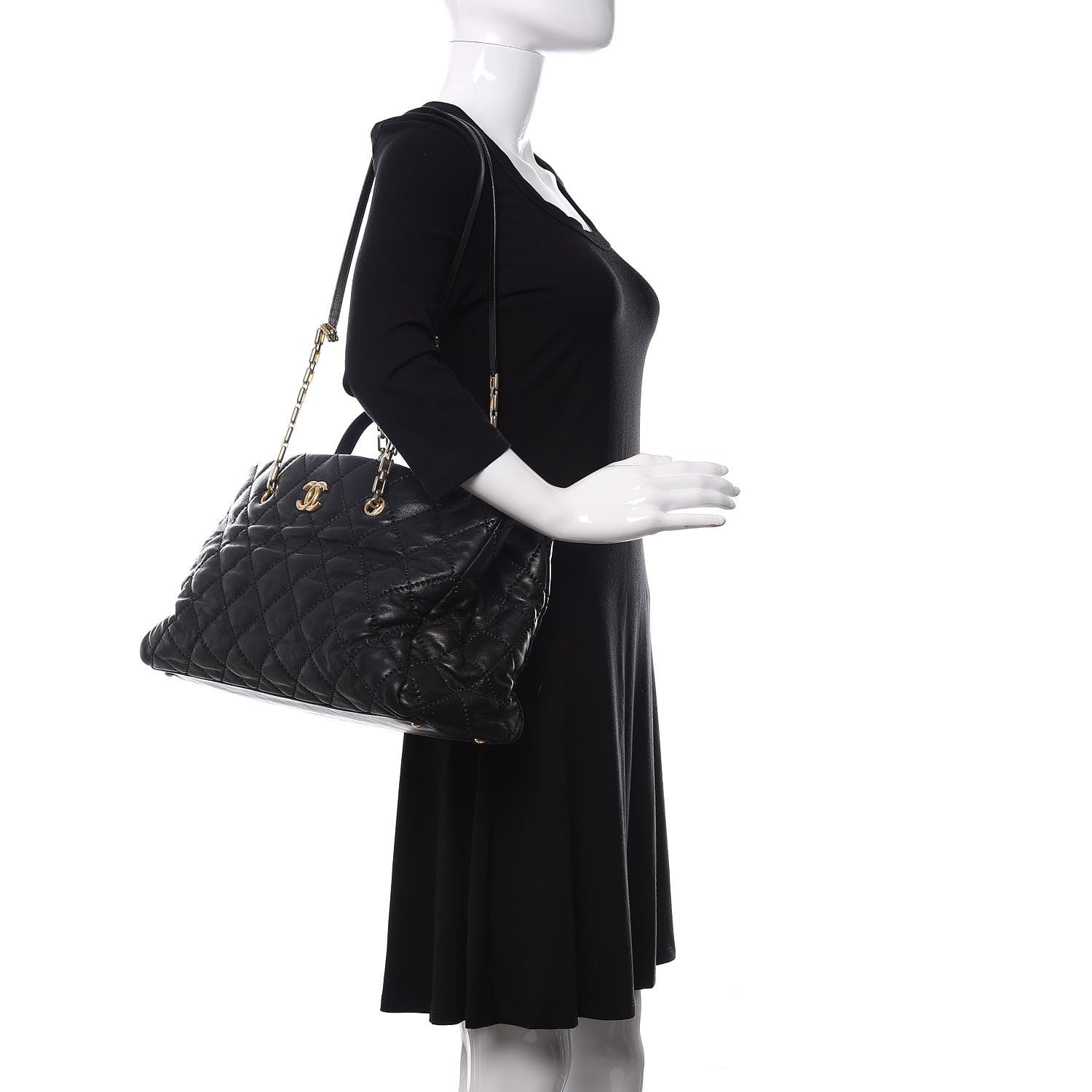 Chanel Calfskin Quilted Retro Chain Tote Black 2 of 16