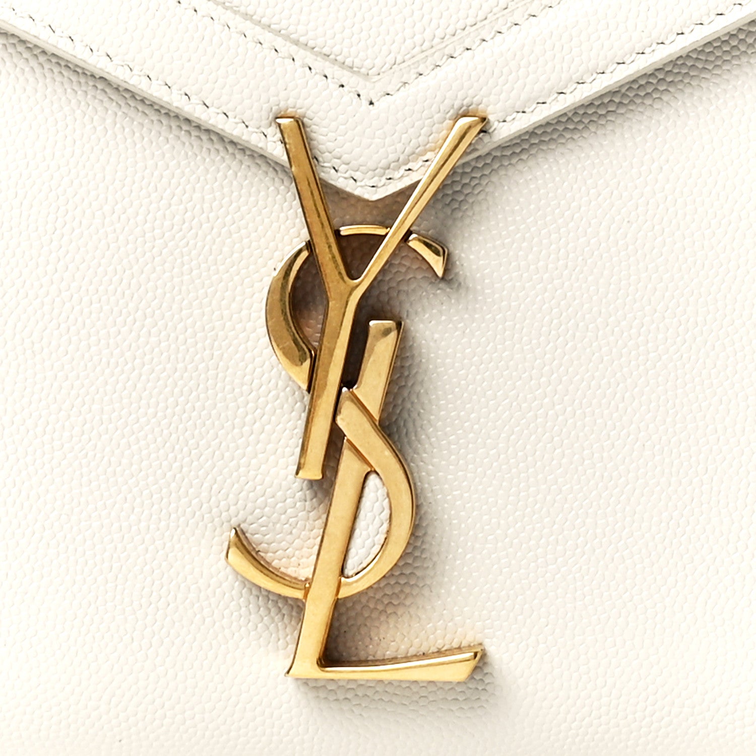 Saint Laurent Grain de Poudre Mini Classic Monogram Cassandra Top Handle Vintage White 9 of 12