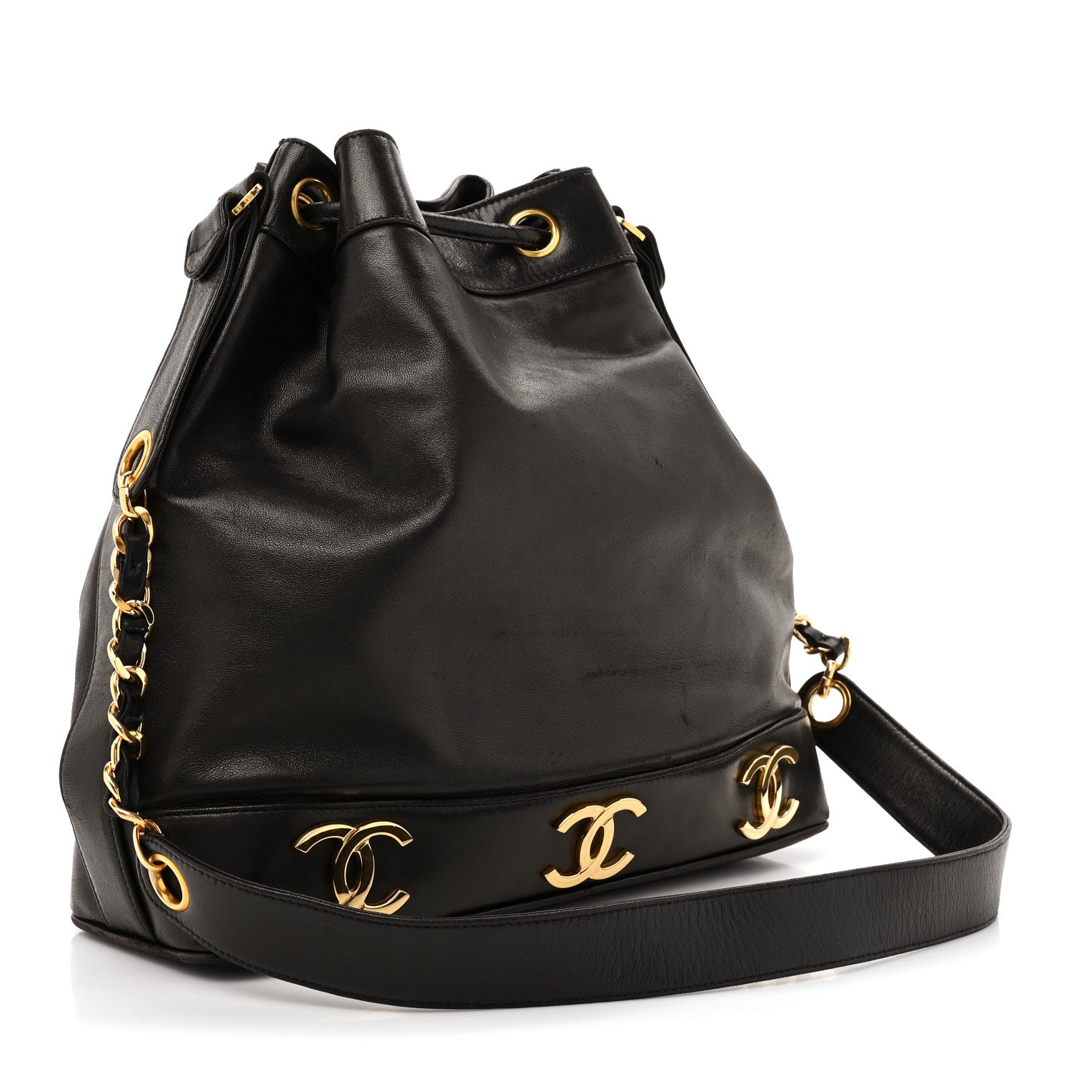 Chanel Lambskin CC Drawstring Shoulder Bag Black 4 of 16
