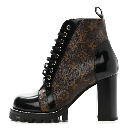 Louis Vuitton Patent Calfskin Monogram Star Trail Ankle Boots 38 Black 1 of 9