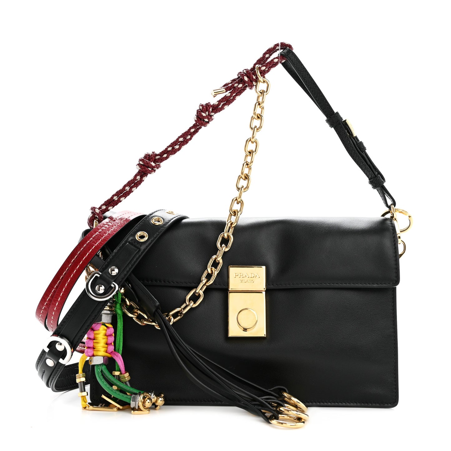 Calfskin Soft Sound Charms Shoulder Bag Black