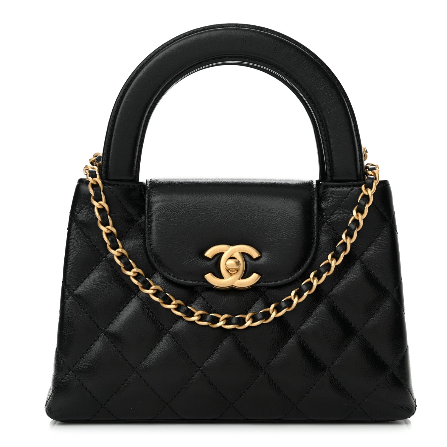 Chanel Shiny Aged Calfskin Quilted Nano Kelly Shopper Black 1 of 10