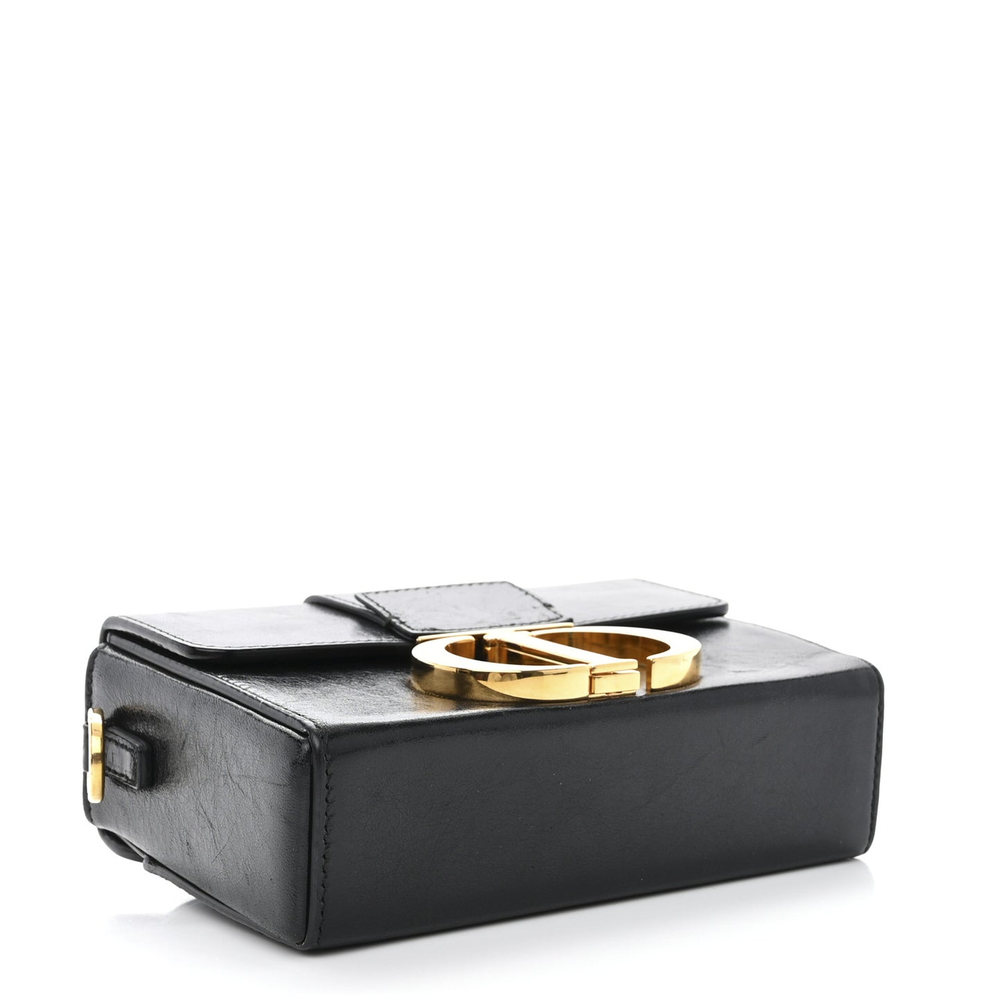 Crackled Lambskin 30 Montaigne Box Bag Black