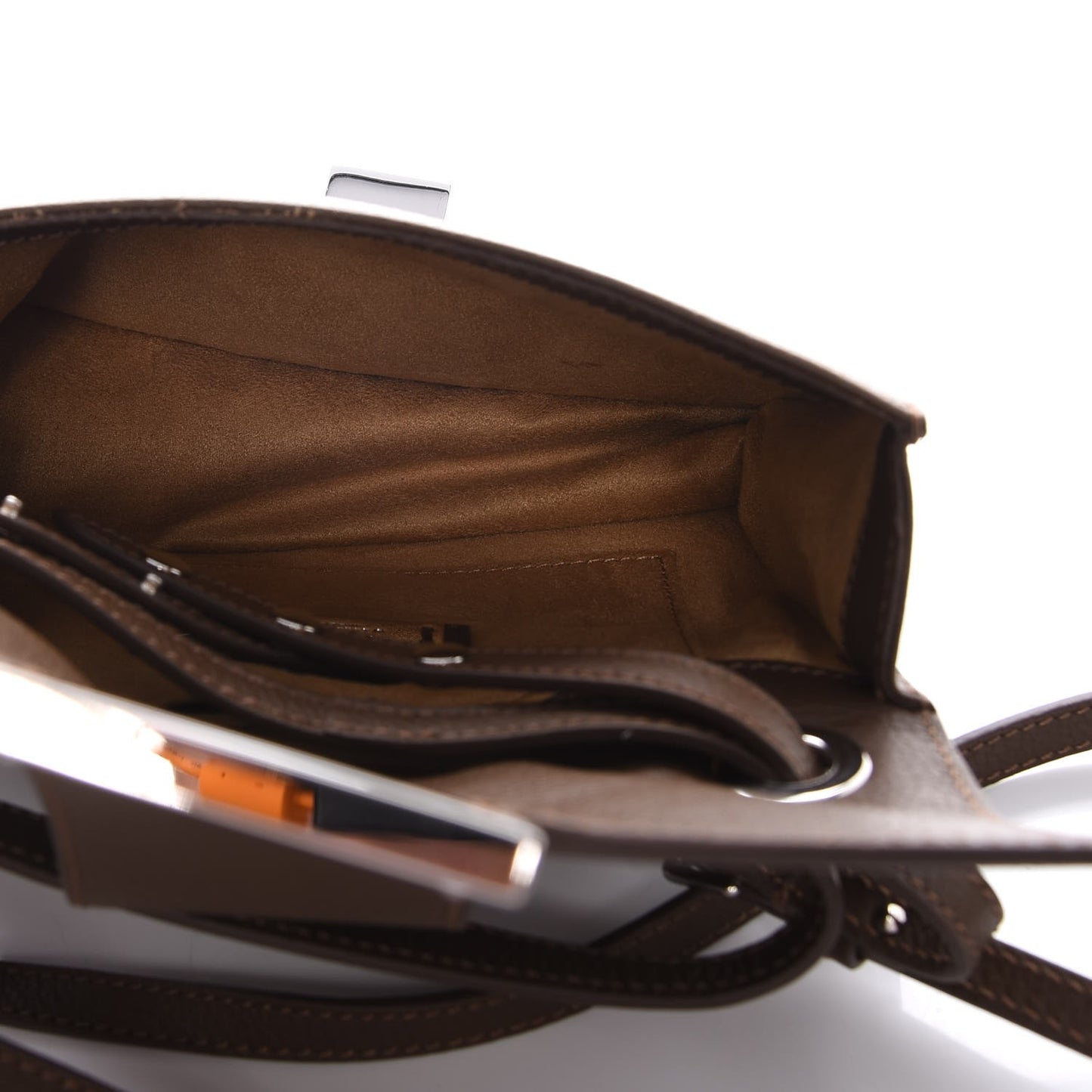 Pebbled Calfskin Rebel Crossbody Bag Brown