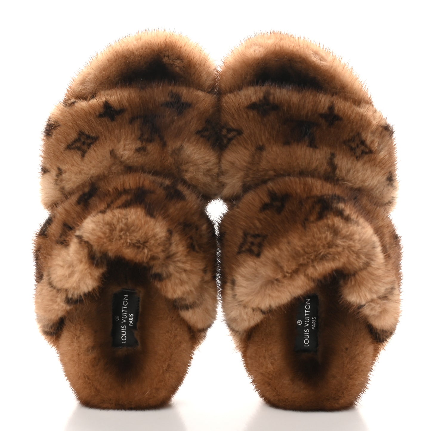 Mink Fur Bom Dia Slippers 36.5 Cognac