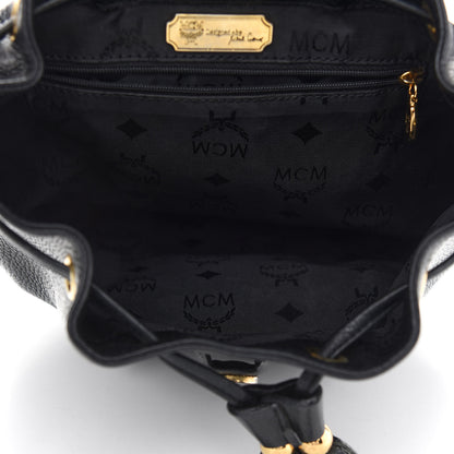 MCM Grained Calfskin Studded Drawstring Backpack Black 5 of 11