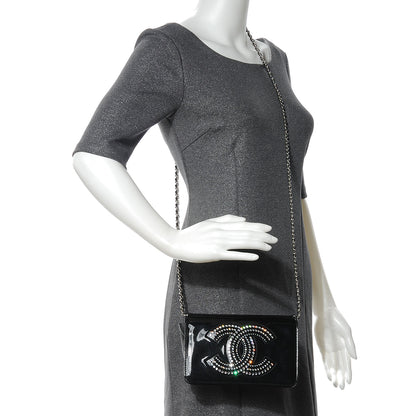 Chanel Patent Strass Wallet On Chain Black 2 of 7
