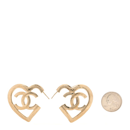 Chanel Metal CC Heart Coco In Love Hoop Earrings Gold 2 of 4