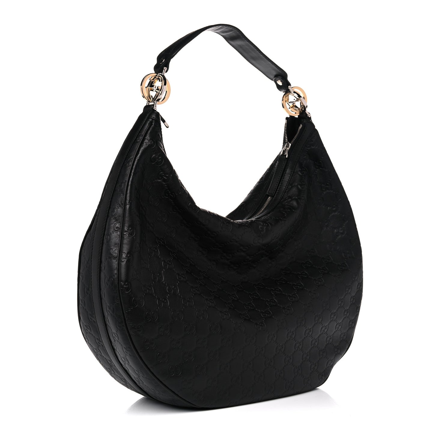 Guccissima Large GG Twins Hobo Black