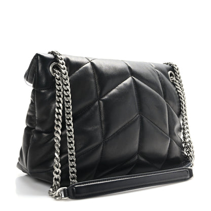 Saint Laurent Lambskin Quilted Small Loulou Puffer Monogram Chain Satchel Black 3 of 9