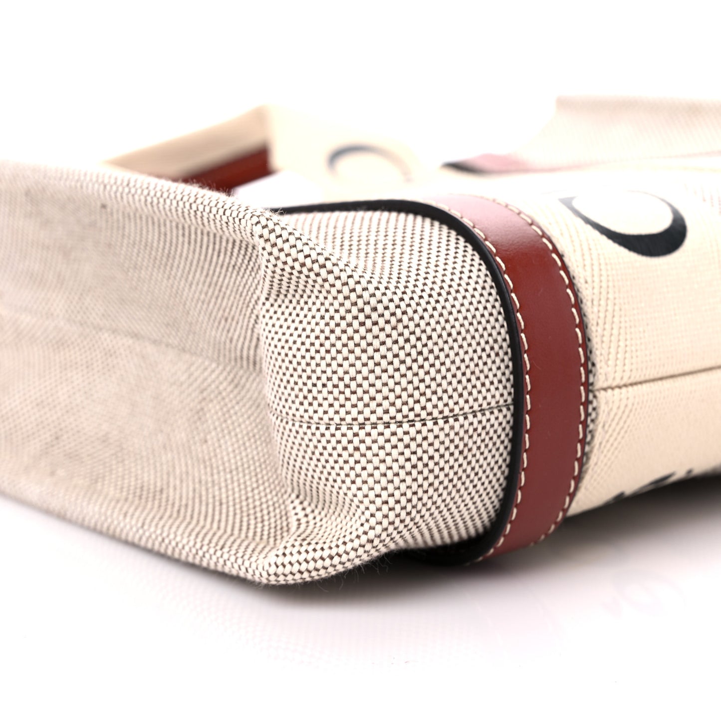 Cotton Calfskin Small Woody Ribbon Tote With Strap White Brown
