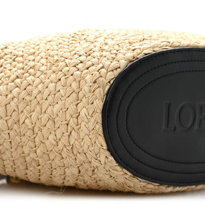 Loewe Raffia Nappa Calfskin Small Paseo Basket Bag Natural Black 8 of 14