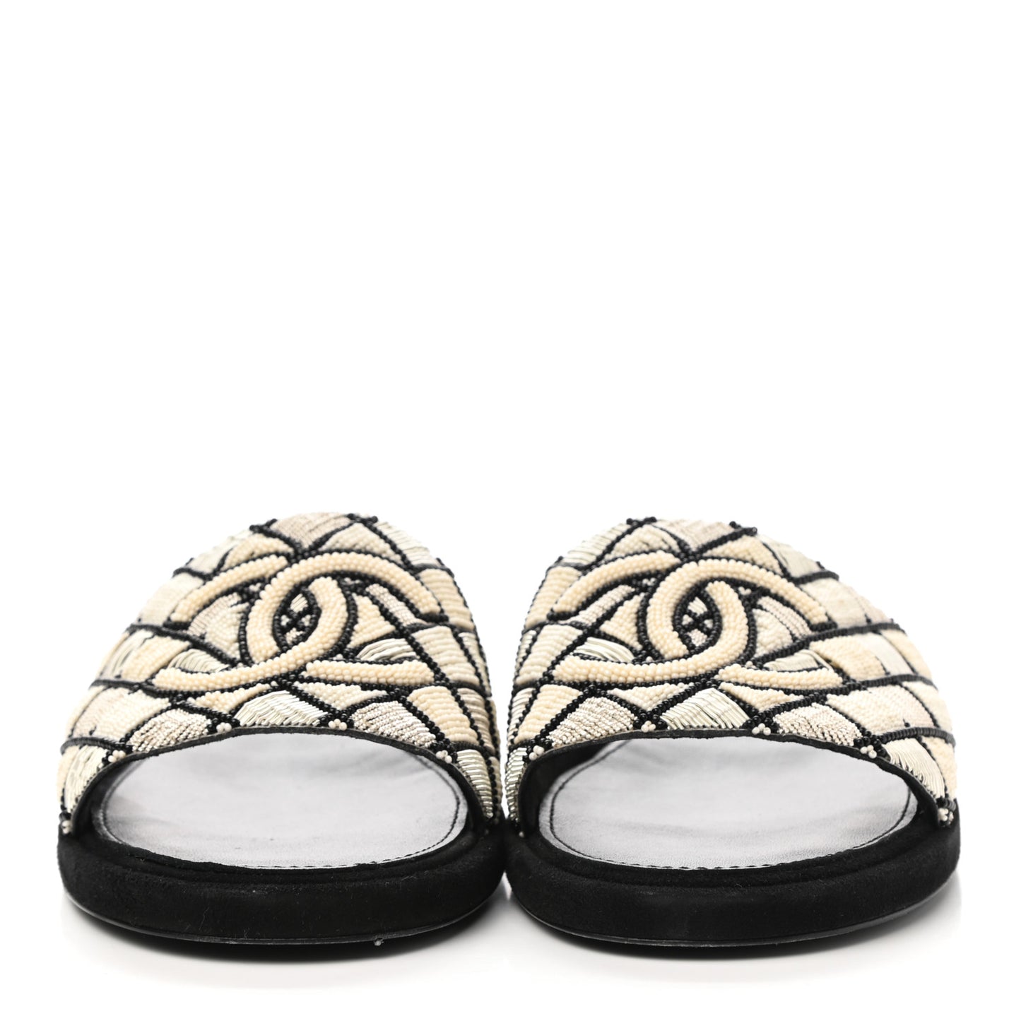 Pearl Embroidery CC Mules 41 Black White