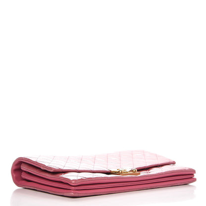 Chanel Patent Quilted 3 Pocket Accordion Flap Pink 4 of 8