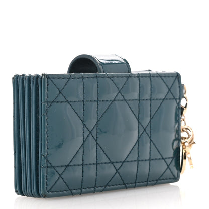 Christian Dior Patent Cannage Lady Dior 5 Gusset Card Holder Turquoise 3 of 8