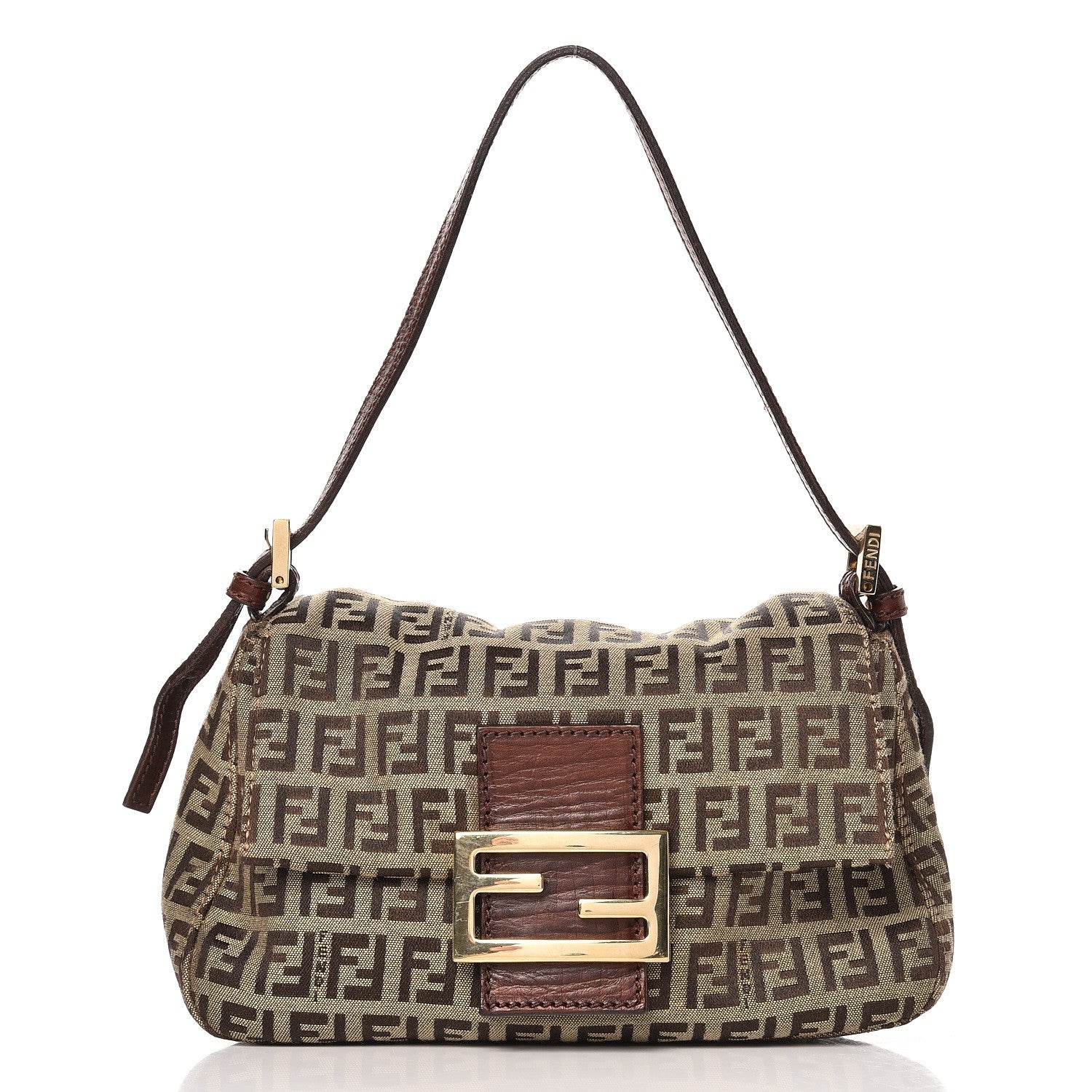 Fendi Zucchino Vitello Mini Mama Baguette Mogano Panna Bruciato 1 of 8