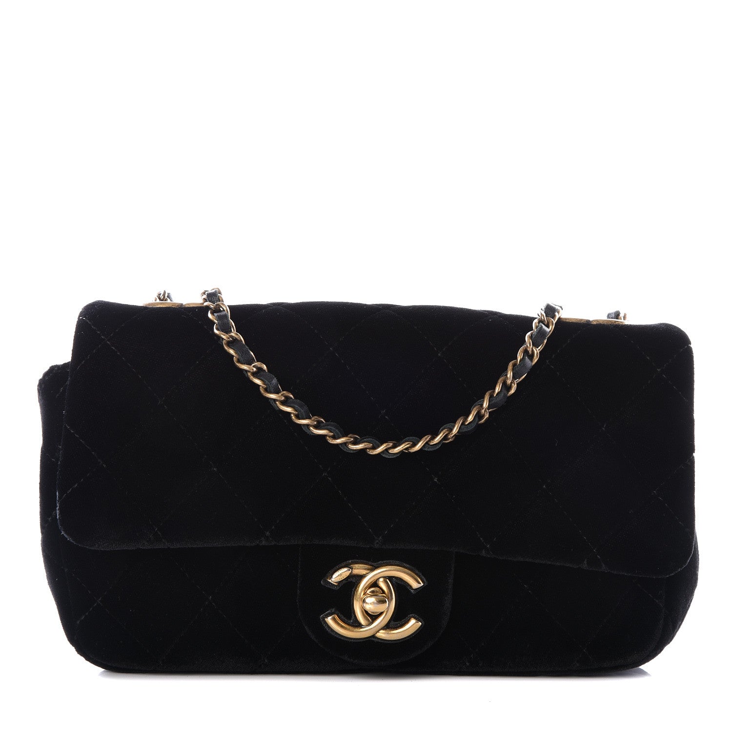 Chanel Velvet Quilted Mini Rectangular Flap Black 1 of 13