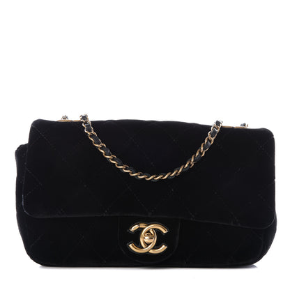 Chanel Velvet Quilted Mini Rectangular Flap Black 1 of 13