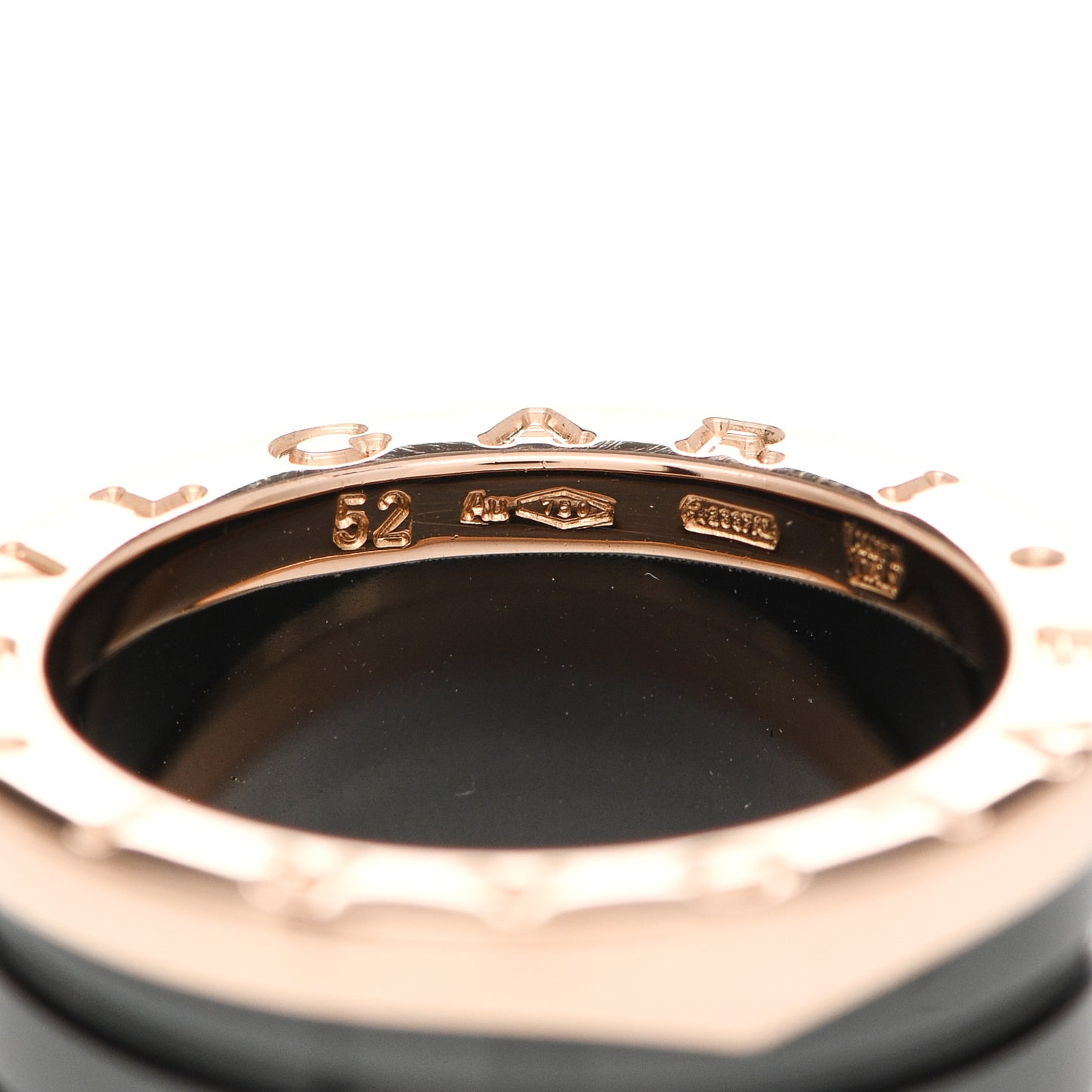 18K Rose Gold Black Ceramic B.Zero1 Four-Band Ring 52 6