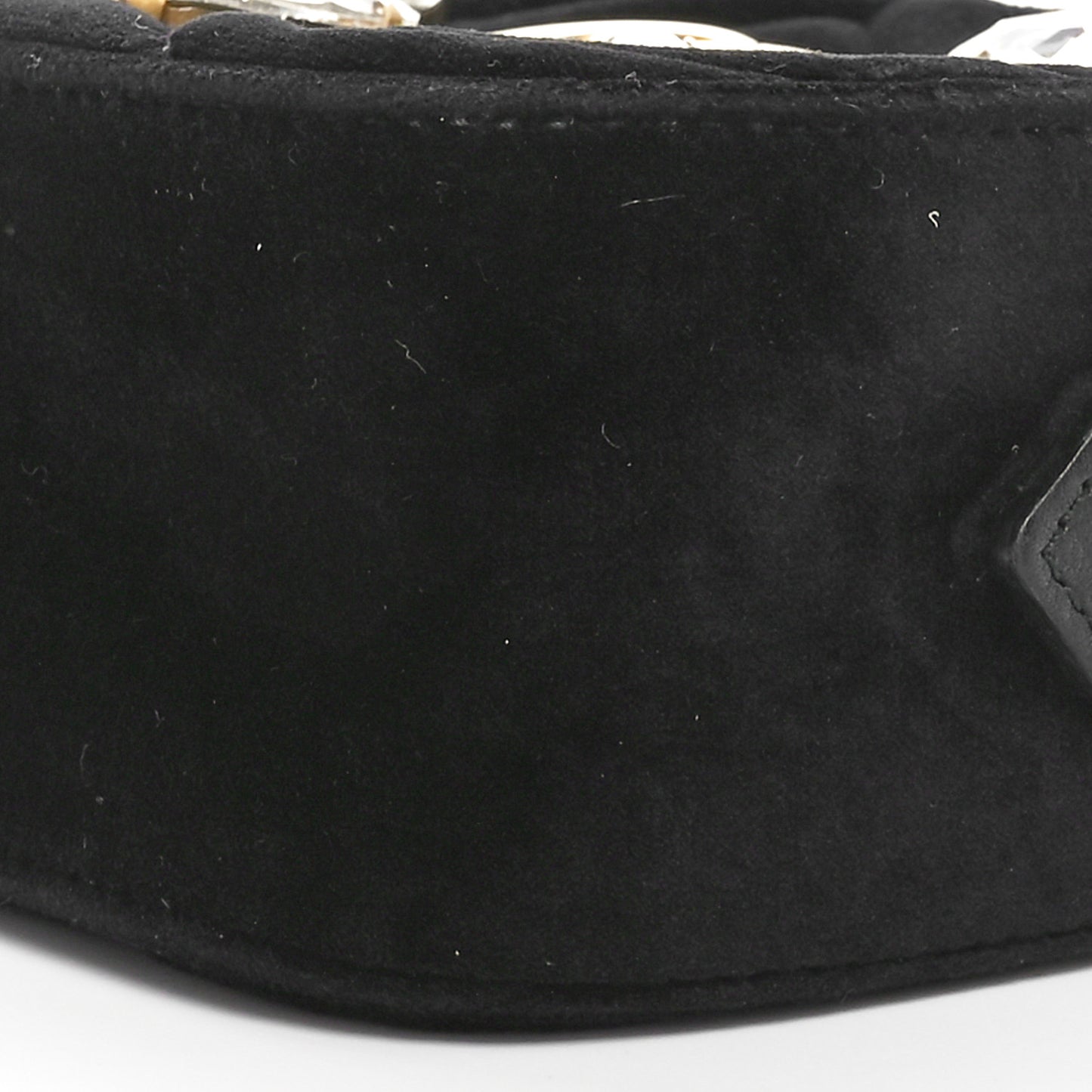 Velvet Matelasse Marquise Crystals Mini GG Marmont Chain Shoulder Bag Black