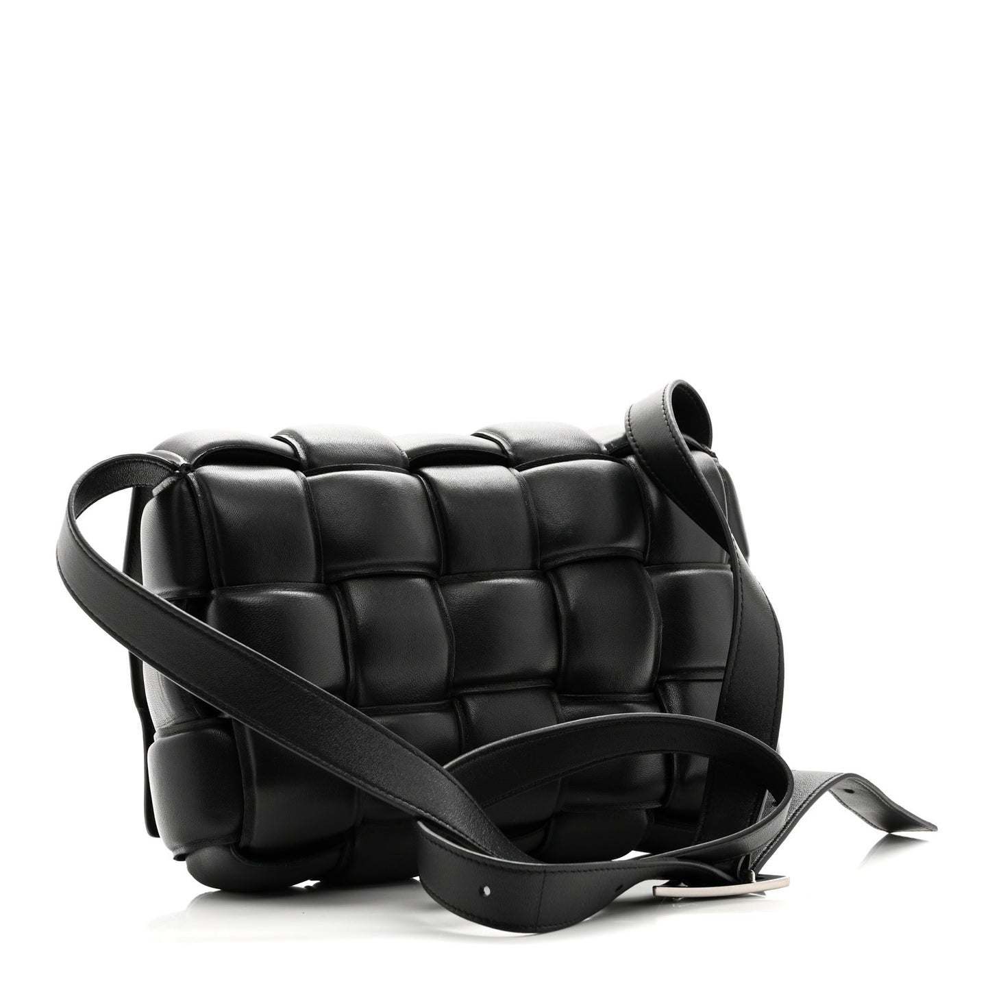 Nappa Maxi Intreccio Padded Cassette Crossbody Bag Black