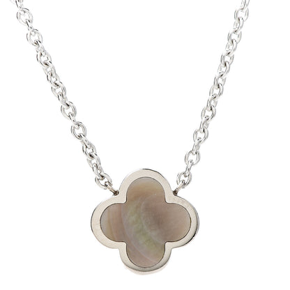 Van Cleef & Arpels 18K White Gold Gray Mother of Pearl Pure Alhambra Pendant Necklace 6 of 6