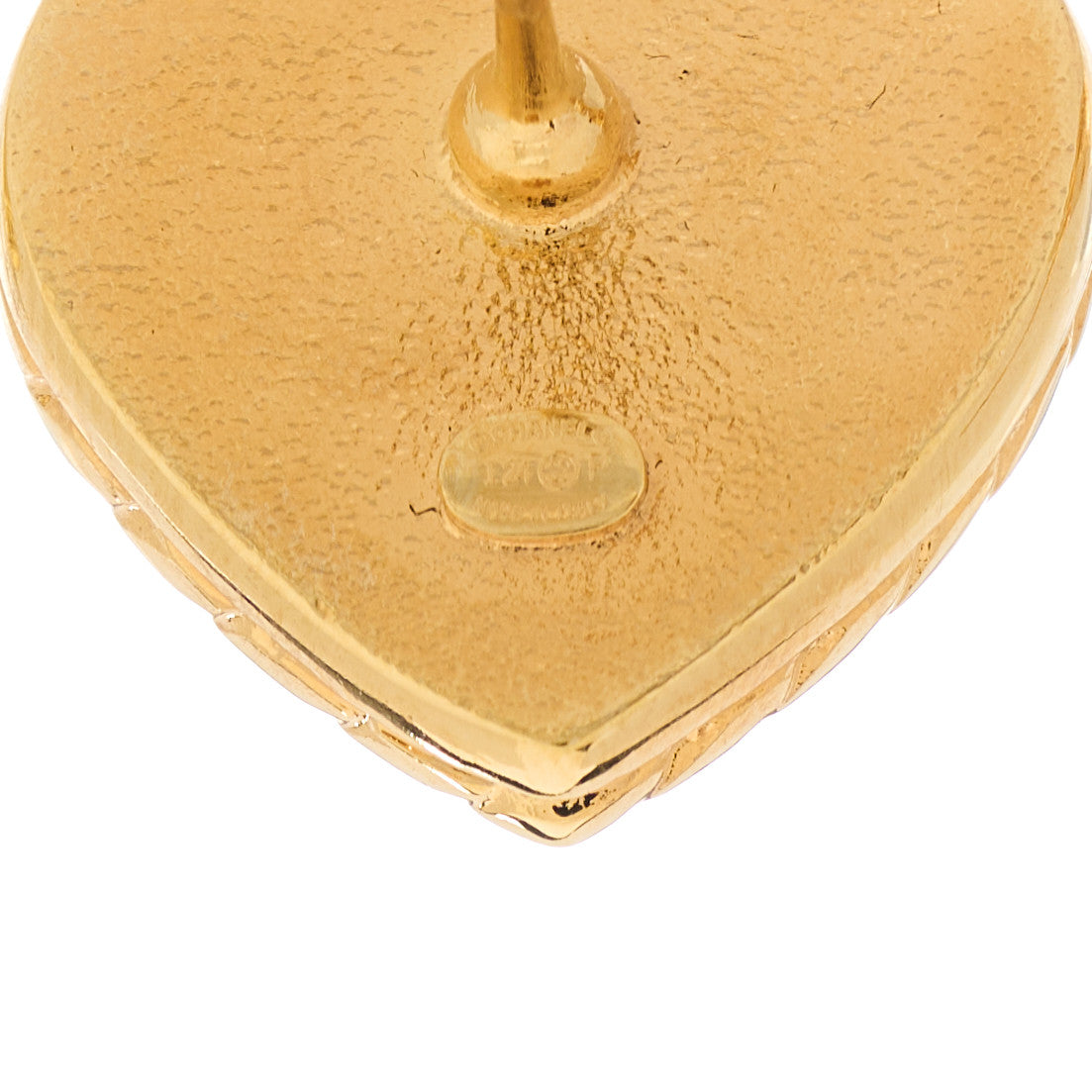 Chanel Metal Enamel CC Denim Heart Earrings Gold Blue 4 of 5