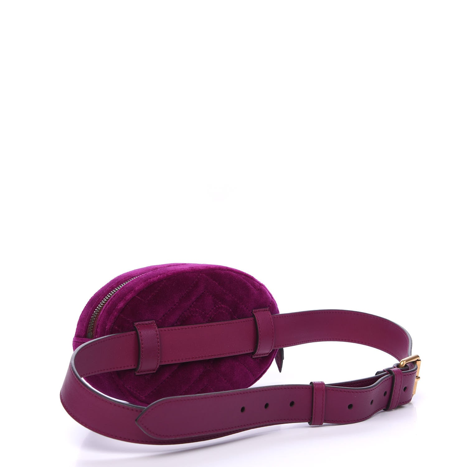 Gucci Velvet Matelasse GG Marmont Belt Bag 95 38 Fuchsia Violet Cyclamen 2 of 9