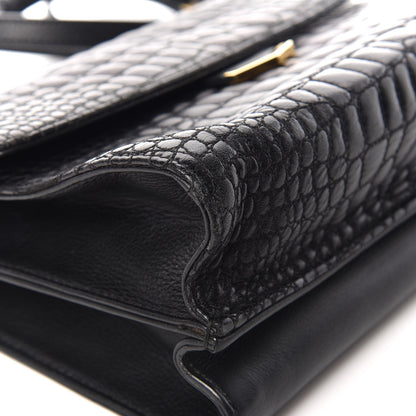Fendi Nappa Calfskin Crocodile Trapuntata Demi Jour Shoulder Bag Black 14 of 19