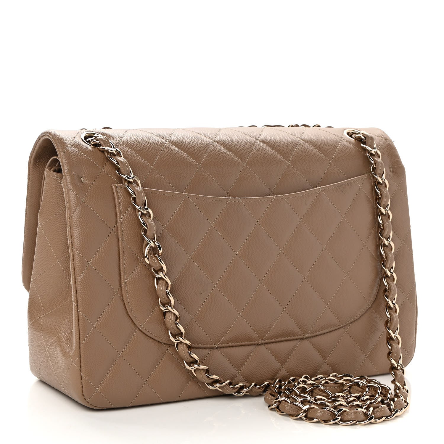 Chanel Caviar Quilted Jumbo Double Flap Beige 3 of 10