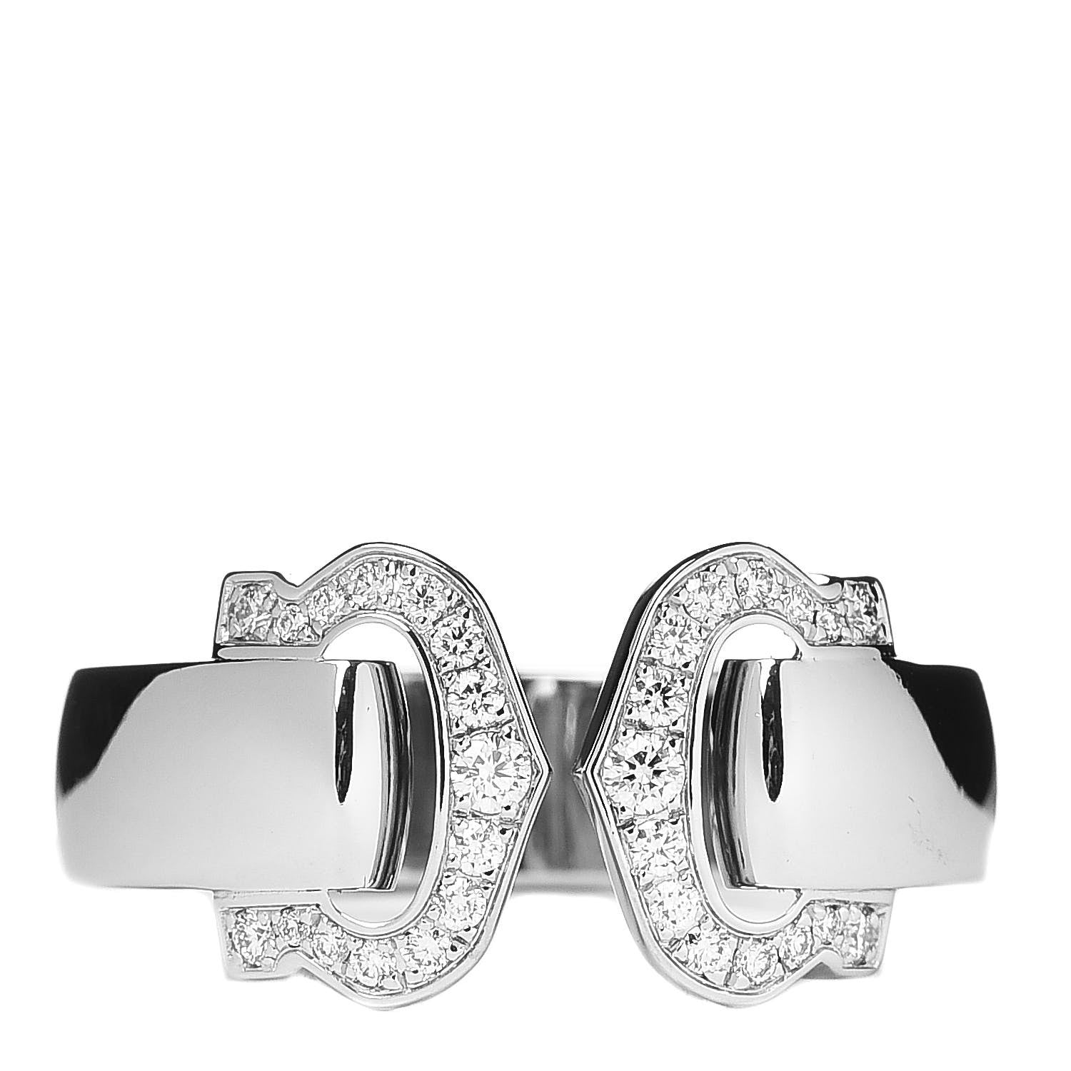 Cartier 18K White Gold Diamond C De Ring 51 5.75 1 of 6