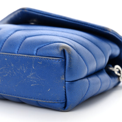 Saint Laurent Metallic Calfskin Y Quilted Monogram Toy Loulou Crossbody Bag Blue Royal 10 of 14