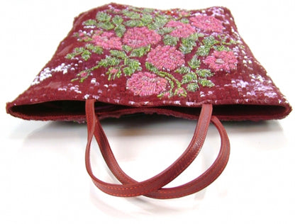 Valentino Garavani Sequin Tote Burgundy 4 of 9