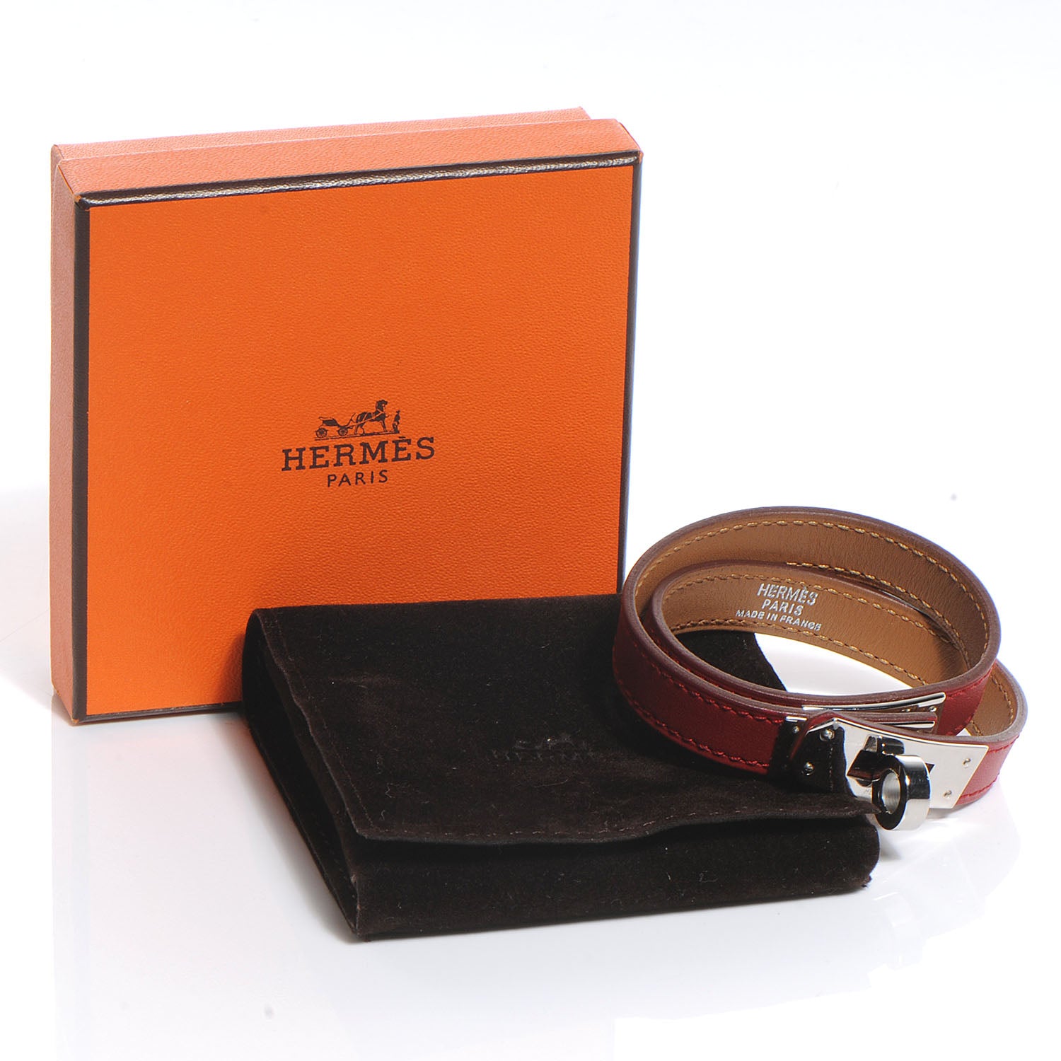 Hermes Chamonix Kelly Double Tour Bracelet S Rouge Garance 6 of 6